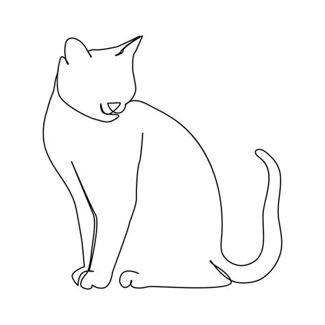 Continuous One Line Drawing Cat Kitten Cat Single Line Art Vector