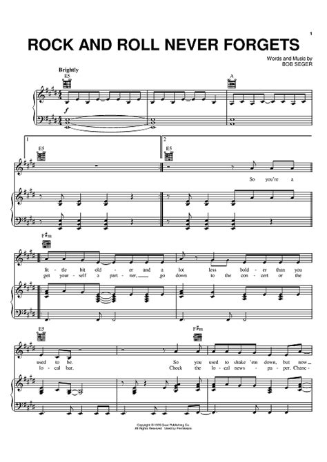 Rock And Roll Never Forgets Sheet Music By Bob Seger For Pianovocalchords Sheet Music Now