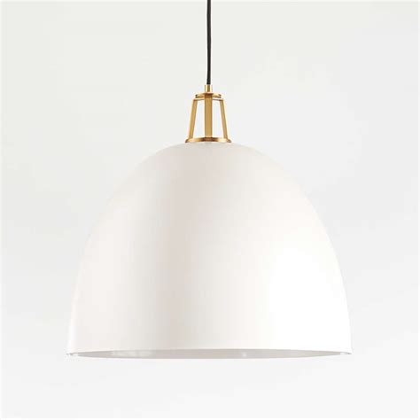 Maddox White Dome Pendant Light With Brass Socket Crate And Barrel