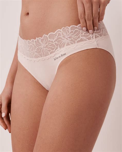 La Vie En Rose Cotton And Lace Band Bikini Panty