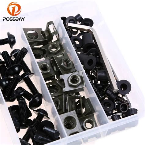 POSSBAY 74pcs Universal Motorcycle Fairing Bolt Kit Sportbike Complete