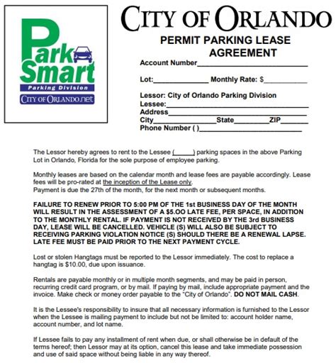 Parking Space Rental Agreement Templates Word PDF Excel TMP