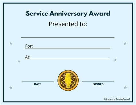 Free Service Award Certificate Template | TrophyCentral