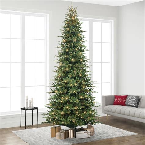 Puleo International 12 Ft Balsam Fir Pre Lit Slim Artificial Christmas Tree With Clear