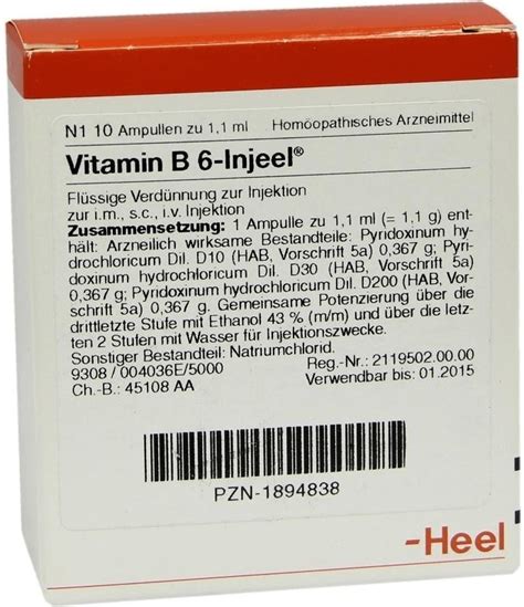 Heel Vitamin B 6 Injeele Ampullen 10 Stk Ab 16 15 Preisvergleich