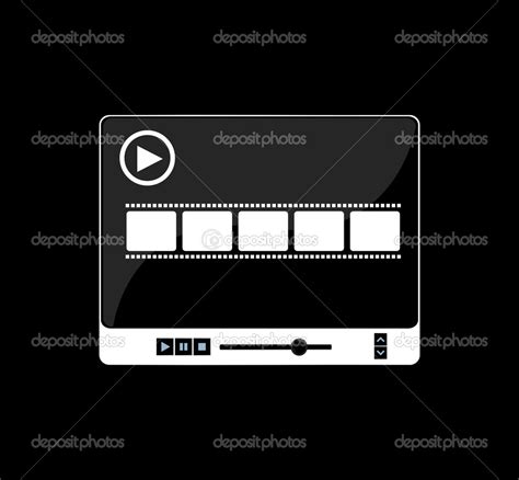 Media Player Interface With Film Strip On Black — Stock Photo