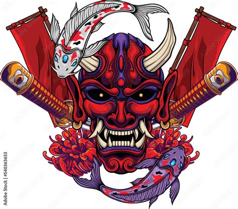 Vector illustration of kabuki mask Stock Vector | Adobe Stock