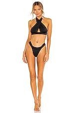 Norma Kamali Cross Halter Bikini Top In Black Revolve