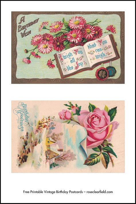 Free Printable Vintage Birthday Postcards Full Set-page-003 Preview ...