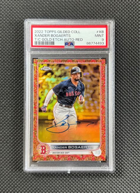 Topps Chrome Gilded Xander Bogaerts Gold Etch Red Auto Parallel