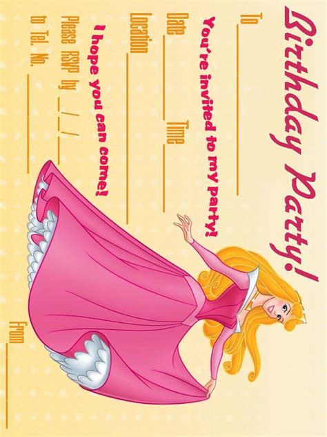 Interactive Magazine Free Printable Princess Aurora Party Invitation