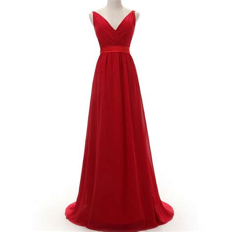 Red Bridesmaid Dresseslong Bridesmaid Dressesbridesmaid Dresses Chiffonv Neck Bridesmaid