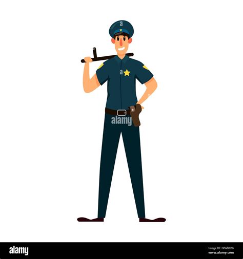 Un Policier Pour Garder L Ordre Illustration Vectorielle De L Officier