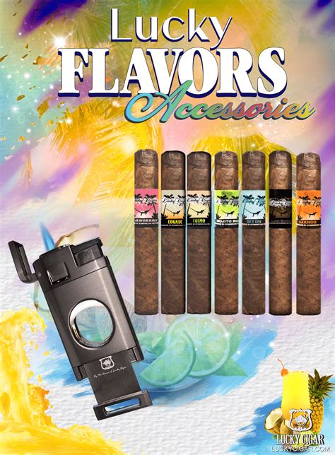 Flavored Cigars Lucky Flavors 7 Cigar Set With Torch Cutter Combo Lucky Cigar