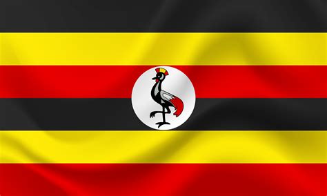 Vector Uganda flag. Waved Flag of Uganda. Ugandan emblem, icon ...