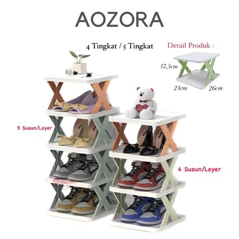 Jual Aozora Rak Sepatu Zigzag Susun Plastik Tempat Sandal Sepatu