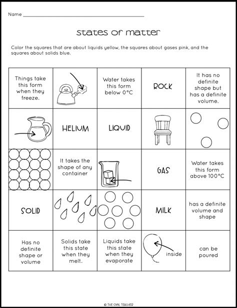 States Of Matter Solid Liquid Gas Craftivity The Owl Teacher