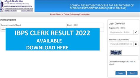 IBPS Clerk Result 2022 Released At Ibps In Check Prelims Direct