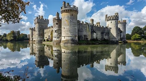 Premium Photo | This is a photo of a majestic castle with a moat The ...