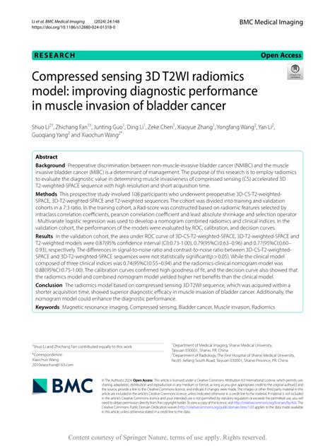 PDF Compressed Sensing 3D T2WI Radiomics Model Improving Diagnostic