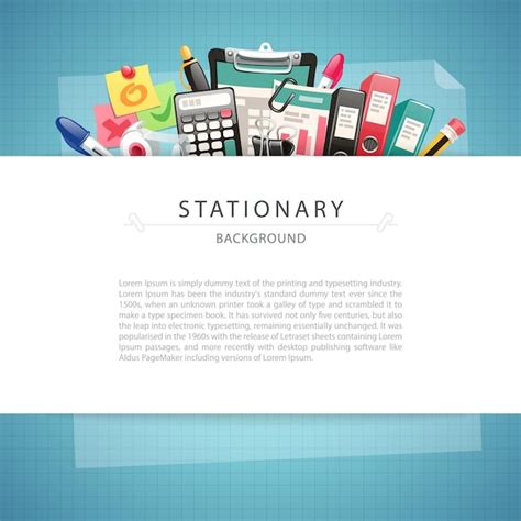 Premium Vector Blue Stationary Background With Copy Space