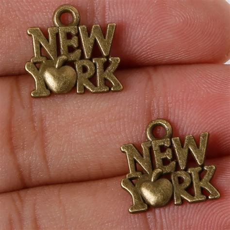 Fashion Sale 10pcs 14 15mm Antique Bronze Plated Charms NEW YORK