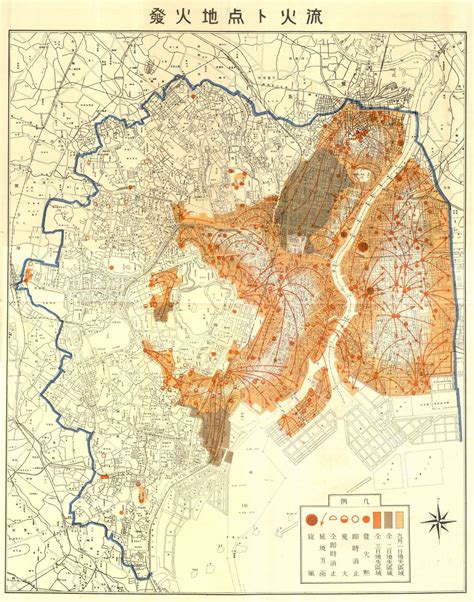 A Tokyo Map Showing Fire Origins And Their Spread Maps On The Web