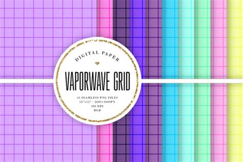 Vaporwave Grid Background Patterns Graphic by Sabina Leja · Creative ...