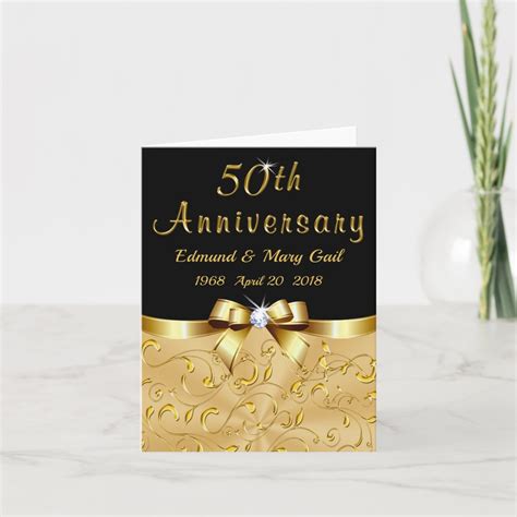 Black And Gold 50th Anniversary Thank You Cards Zazzle