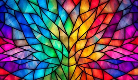 Premium Ai Image Bright Multicolored Stained Glass Window Abstract Geometric Background Mosaic