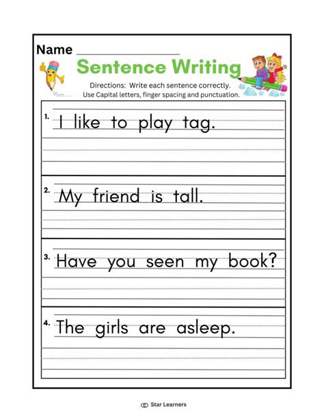 St Grade Sentence Worksheet