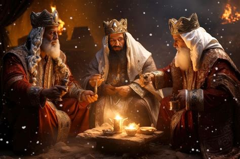 Premium AI Image The Three Wise Men Carry Gifts Through The Desert