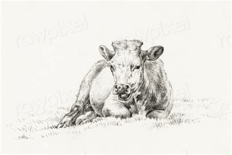 Lying cow (1821) Jean Bernard | Free Photo Illustration - rawpixel