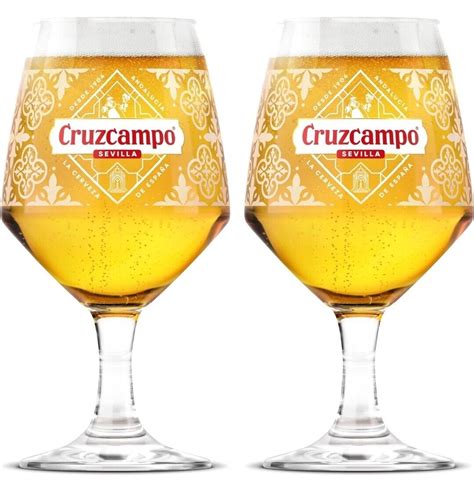 Set Of 4 X Cruzcampo Pint Chalice Glasses 20oz Brand New Genuine Pub