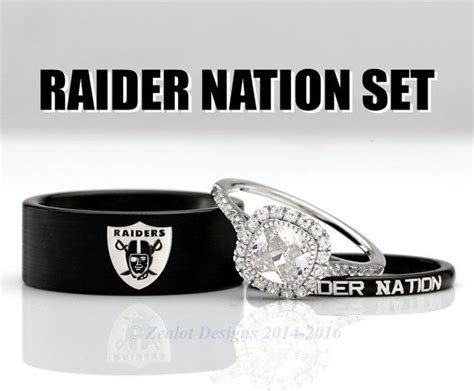 Oakland Raiders His And Hers 3piece Silver Custom Engagement Set