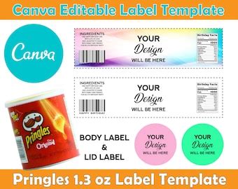 Pringles 1 3 Oz Labels Template Canva Editable Template Digital Item Etsy