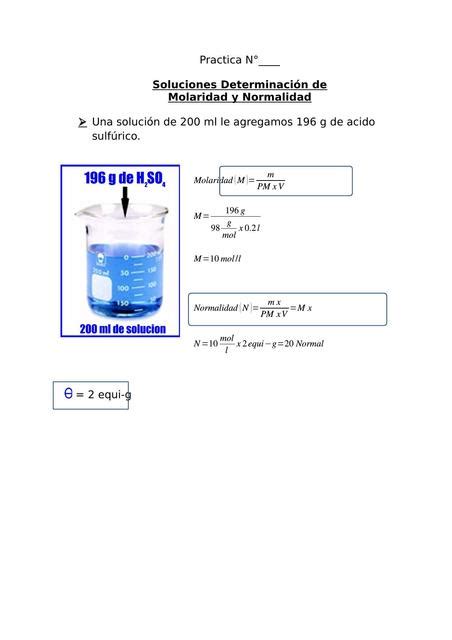 Soluciones Molaridad Y Normalidad Joel Ia Udocz