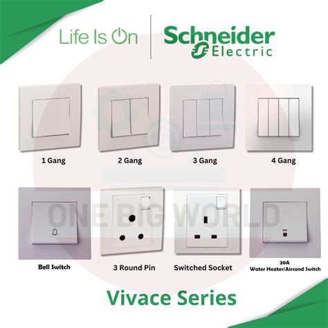 Schneider Clipsal Vivace 13a15a1gang 20a1gang Bell1gang2gang 250v 3pin Switch Socket Plug