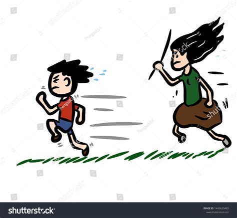 Cartoon Boy Run Away Mother Stock Illustration 1443623465 | Shutterstock