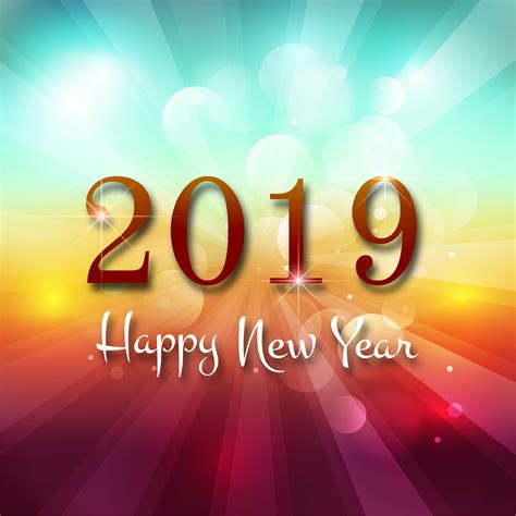 2019 Happy New Year Text Colorful Shiny Background 266743 Vector Art At