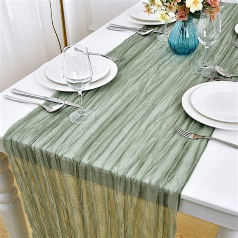 Sage Green Cheesecloth Table Runner 13 3ft Boho Gauze Cheese Cloth