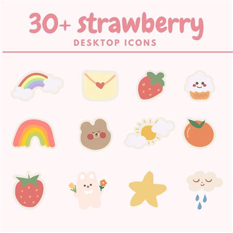 Cute Desktop Icon ONLY Mac & Windows Icon Set Icon Kawaii Pink Bear Aesthetic Desktop Icon Pack ...