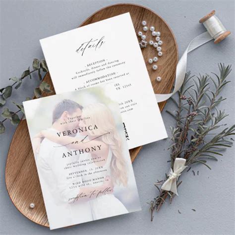 Budget Faded Photo Wedding All In One Invitation Zazzle