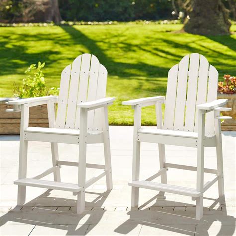 Lue Bona Sean White Outdoor Bar Stool Patio Plastic Adirondack Chair