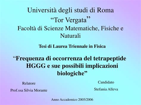 Ppt Universit Degli Studi Di Roma Tor Vergata Facolt Di Scienze