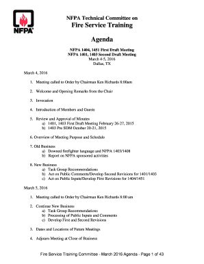 NFPA Technical Committee On Fire Service Training Agenda Nfpa 2020