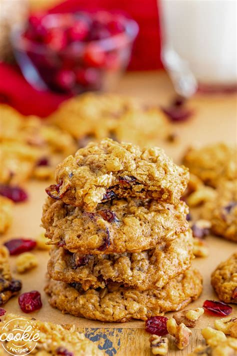 Chewy Oatmeal Cranberry Walnut Cookies Fun Cookie Recipes