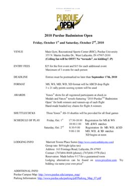 Fillable Online Web Ics Purdue 2010 Purdue Badminton Open Entry Form