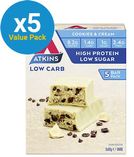 Buy Atkins Advantage Bars Cookies And Cream 5x30g At Mighty Ape Nz