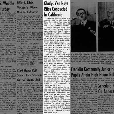 Obituary For Gladys Van Nuys Aged Newspapers